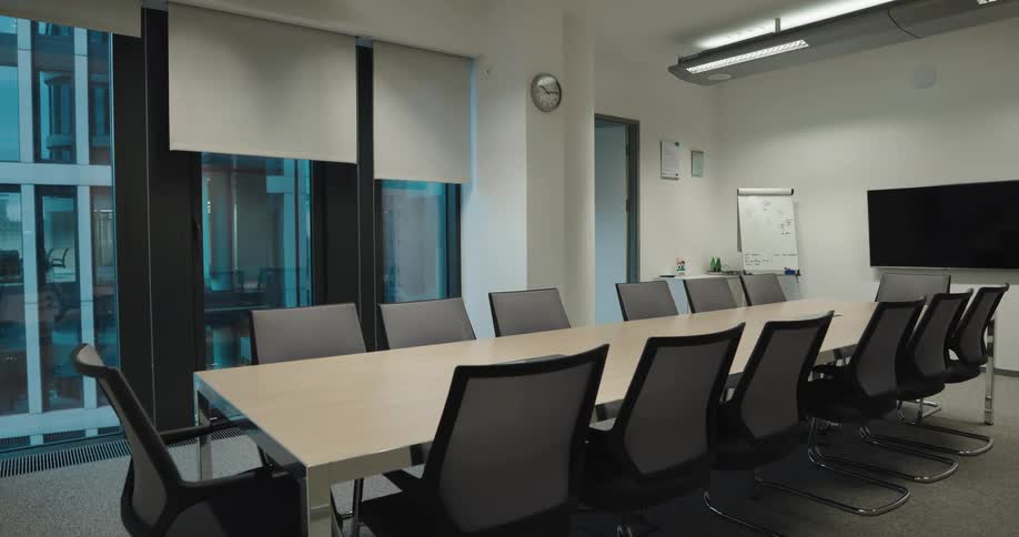 Empty meeting conference room inside an office on a building in the city