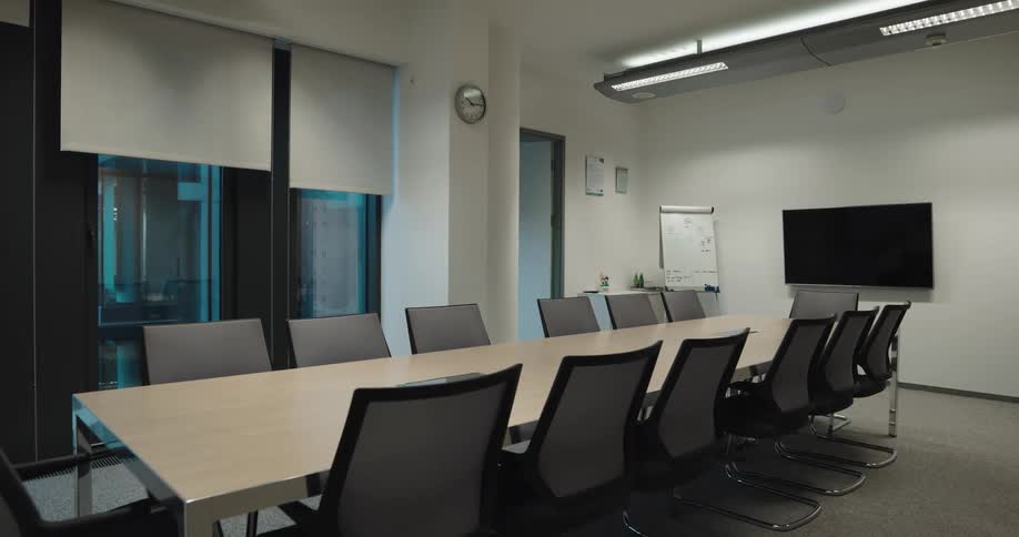 Empty meeting conference room inside an office on a building in the city