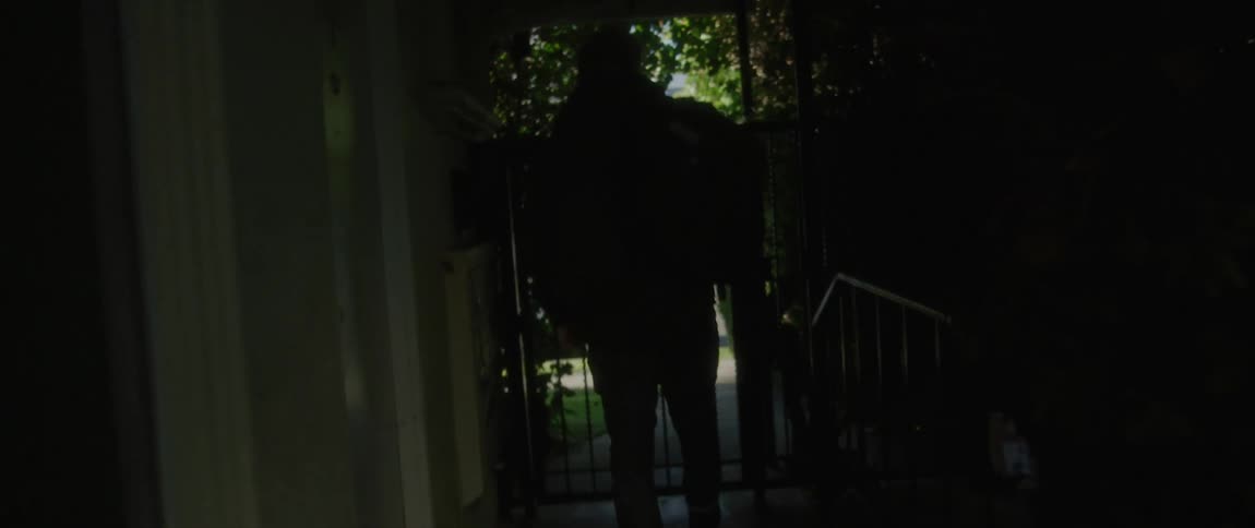 A woman walks down the alley