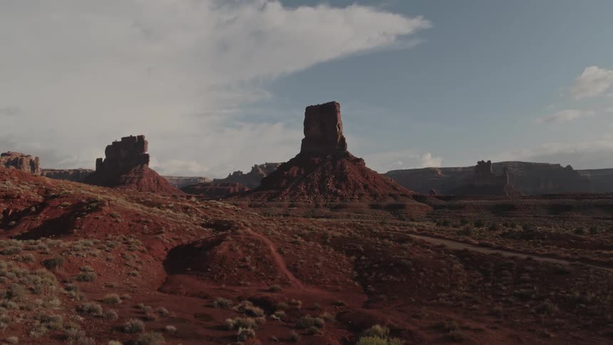 The desert is covered in rock formations