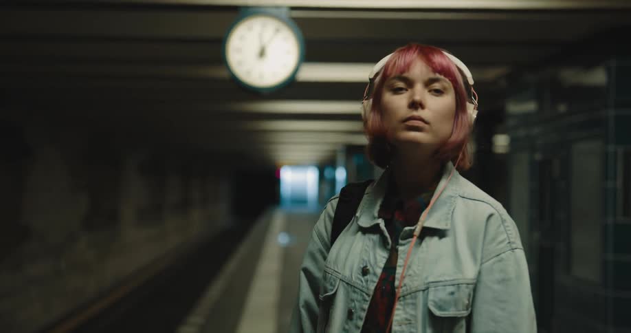A woman is waiting in a terminal for transportation