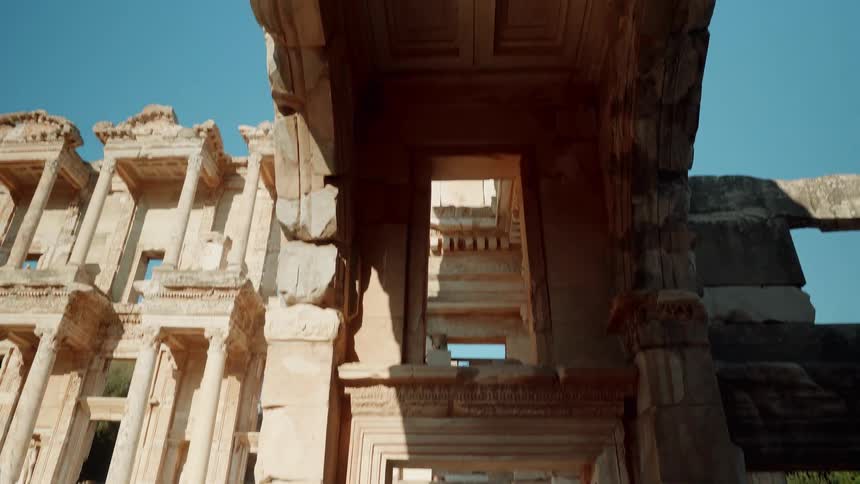 Ancient ruins of the library of celsus in the ancient city of ephesus