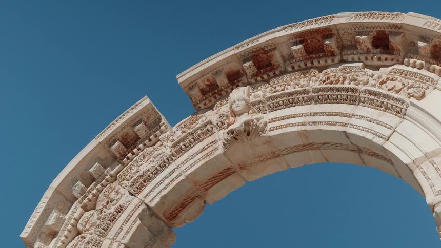 The arched entrance of the temple of hadrian