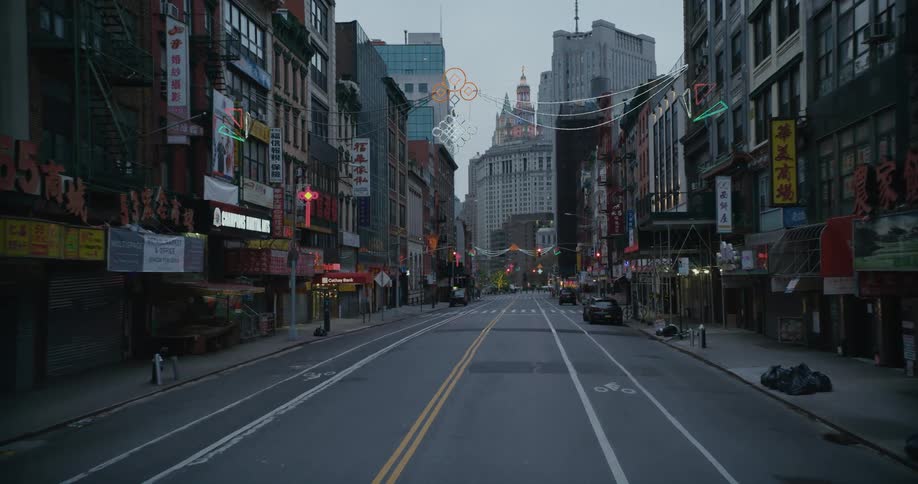 The street in the city is empty