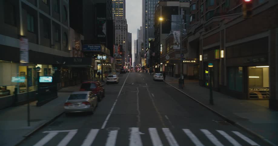 A view of a city roads at night