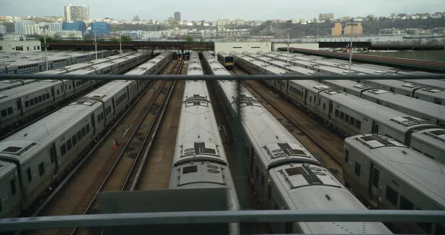 The train terminal is full of parked trains