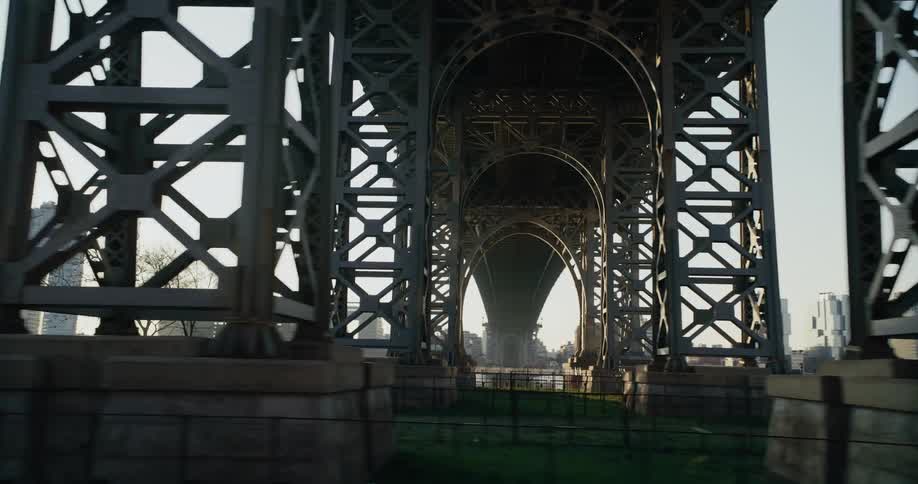 The large bridge leads to the city