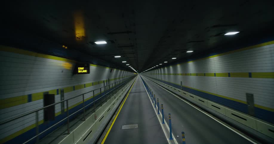 Twisting footage of the queens midtown tunnel in new york city