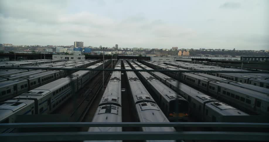 A view of trains in a station