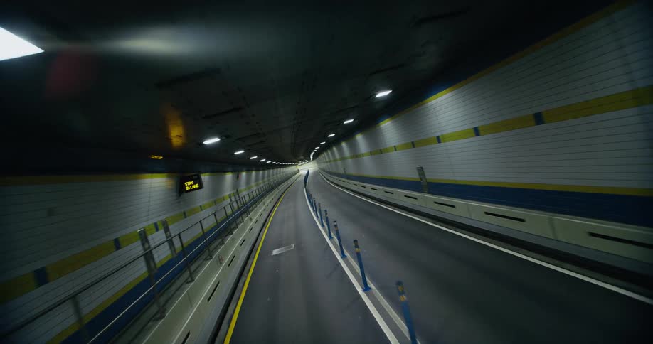 Twisting footage of the queens midtown tunnel in new york city