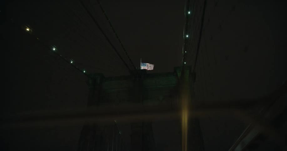A view of a bridge at night