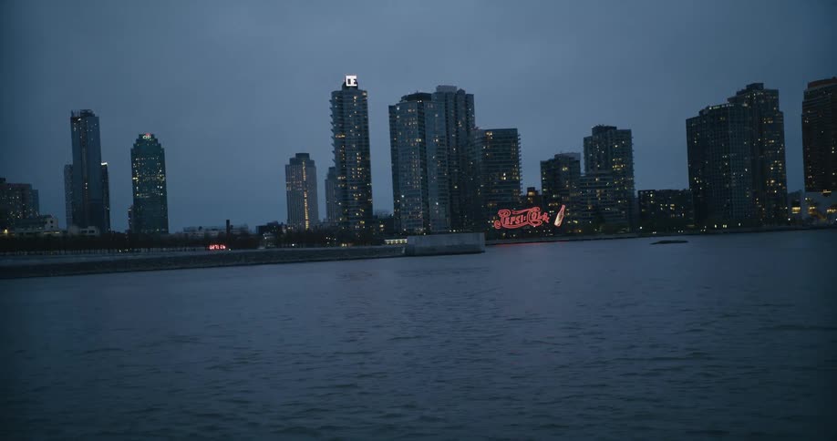 Aerial view of a city skyline near the coast