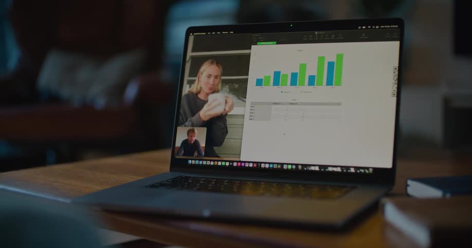 People talk on a video conference together