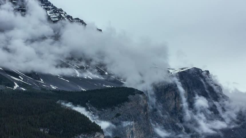 Clouds move along this mountain range