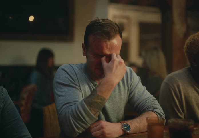 A man begins to cry in the restaurant