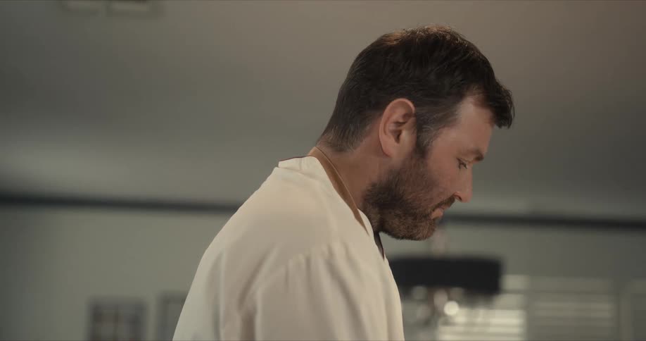 A chef is working in the room