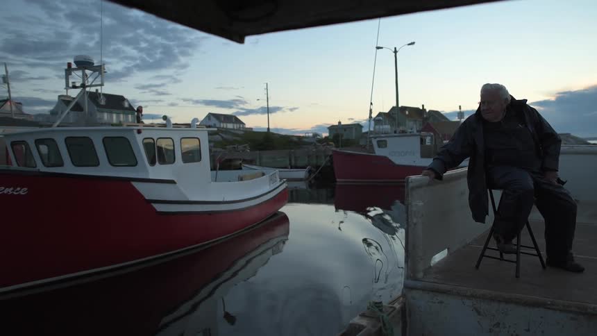 An older man watches boats go by