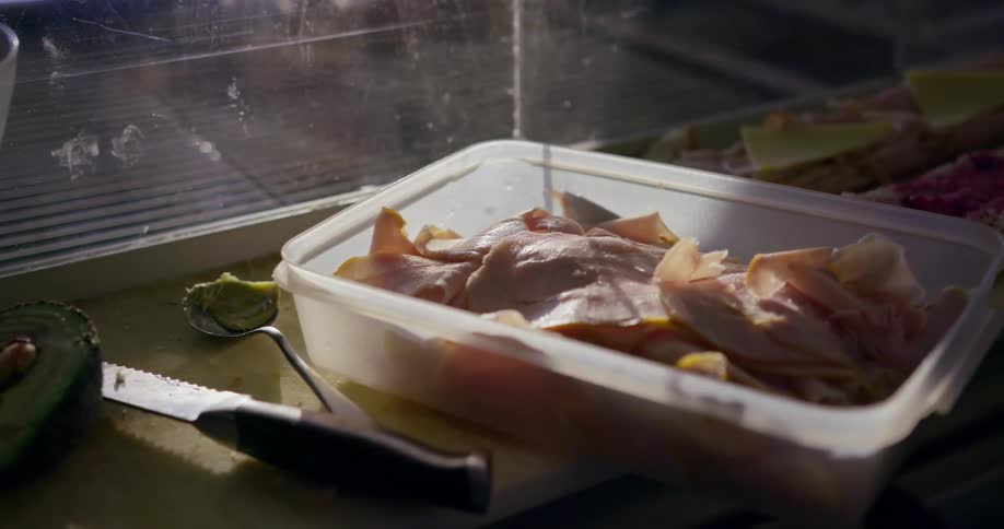 A tray of food is on the counter
