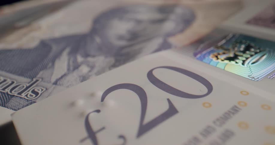 A close up view of paper money
