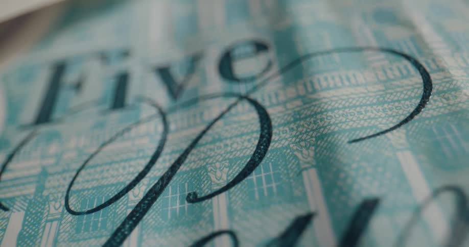 Close up of the artwork and details of an england bank note