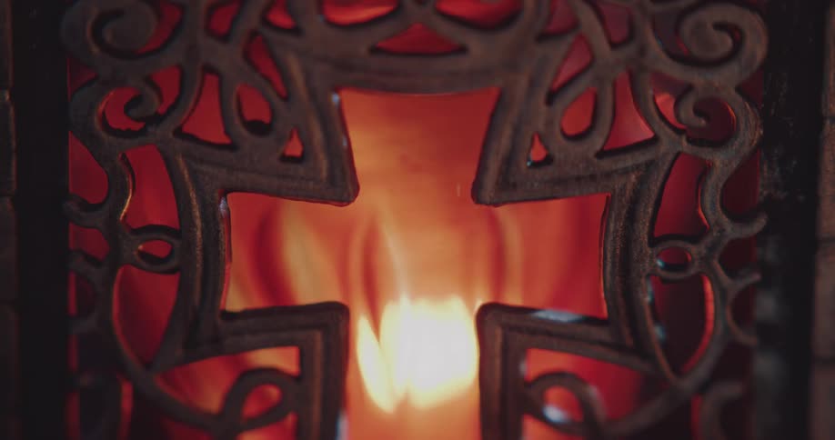 A view of a candle burning