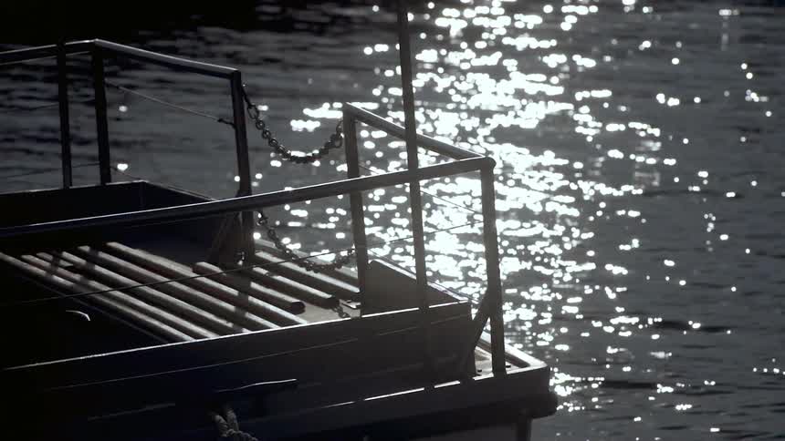 Water ripples and flows around a floating raft
