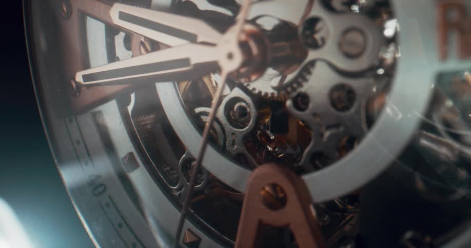 Mechanics of a time clock working together