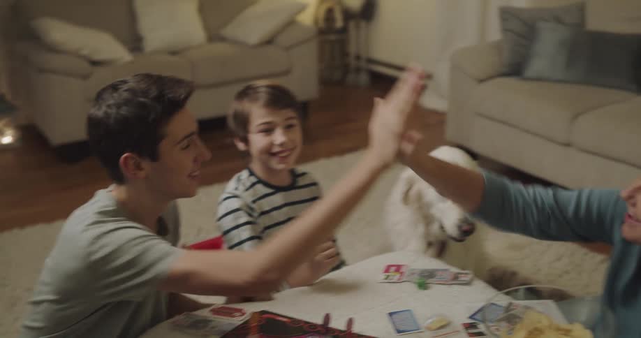 Family is playing a board game