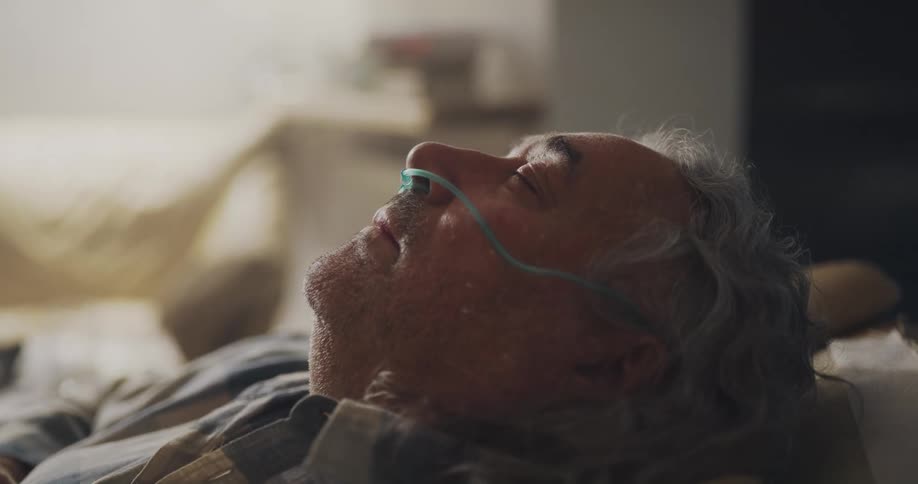 A man is sleeping in his home
