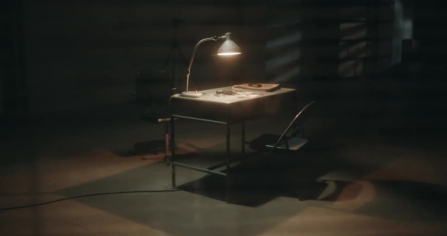 A view of a desk with a lamp
