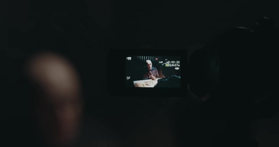 A view of a camera recording people