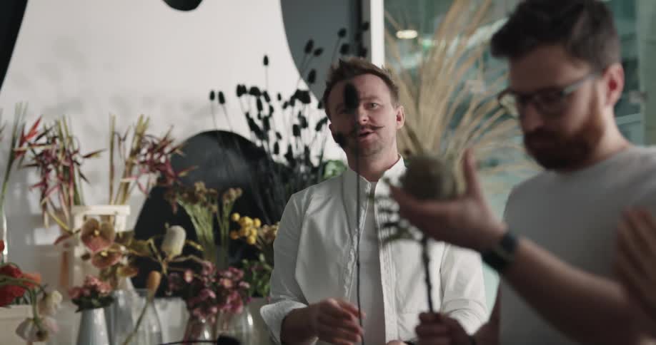 People check out flowers in the shop