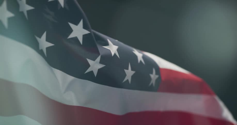 An american flag is moving from the wind