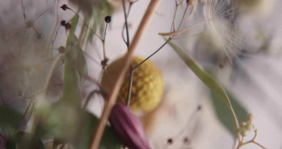 Close up view of a flower bouquet is displayed