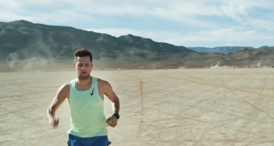 Man is jogging outside