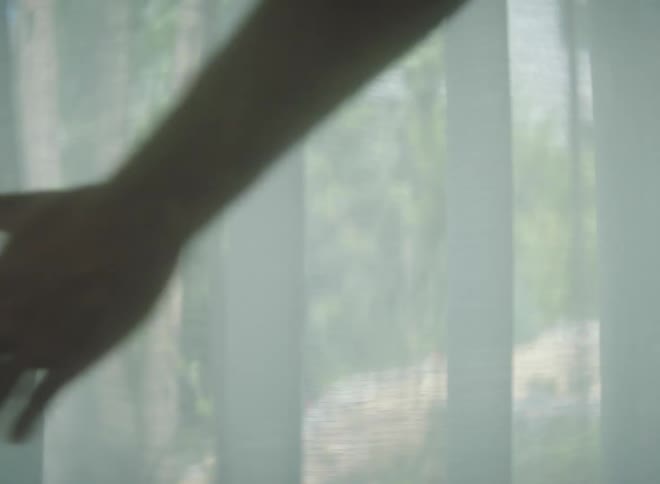 Person is touching the blinds inside