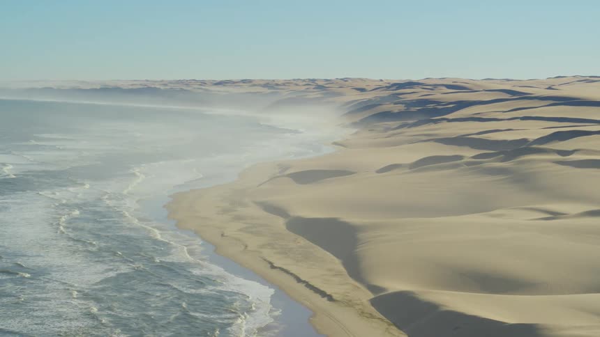 Aerial view of expansive Namib Desert coastline