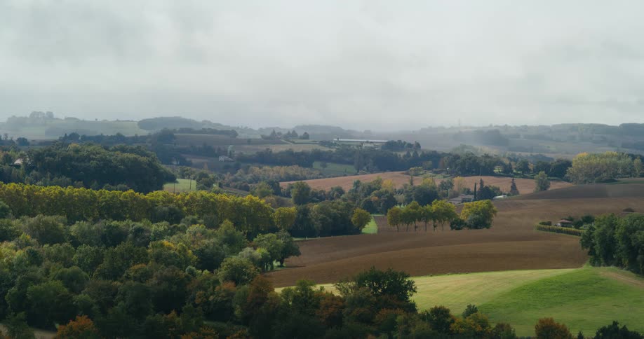 Aerial view of farm land is displayed in spring