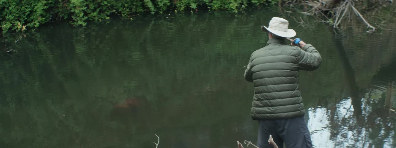 A man fishing outdoors