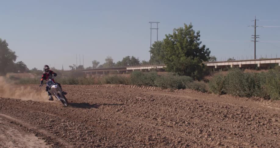 A person riding a motorbike on a dirt course