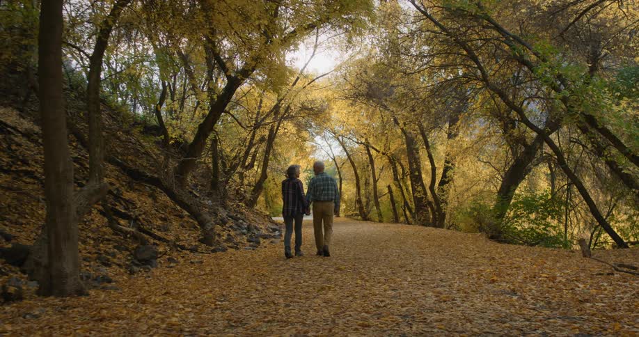 A couple hike on the trail