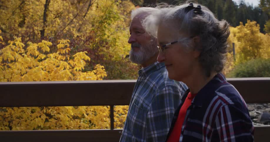 A view of two people walking outdoors