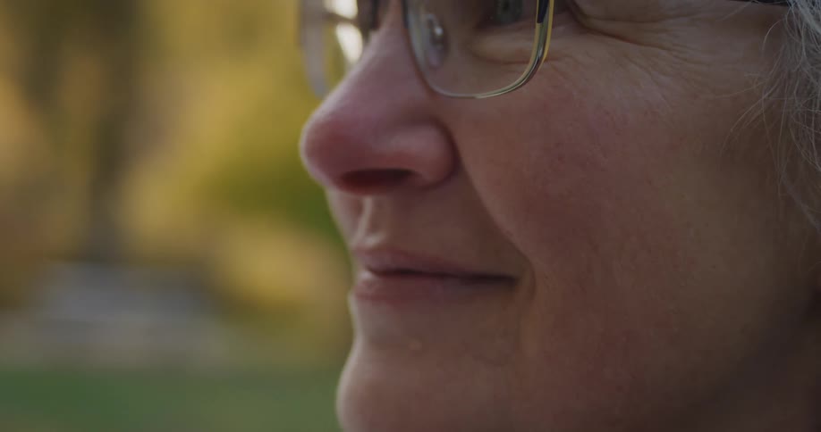 A woman is staring and smiling
