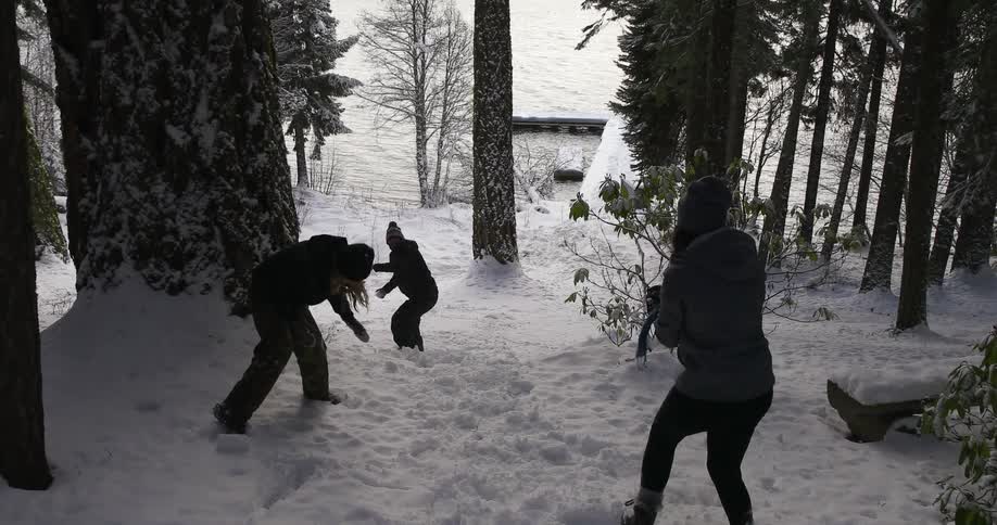 A group of kids playing in the snow