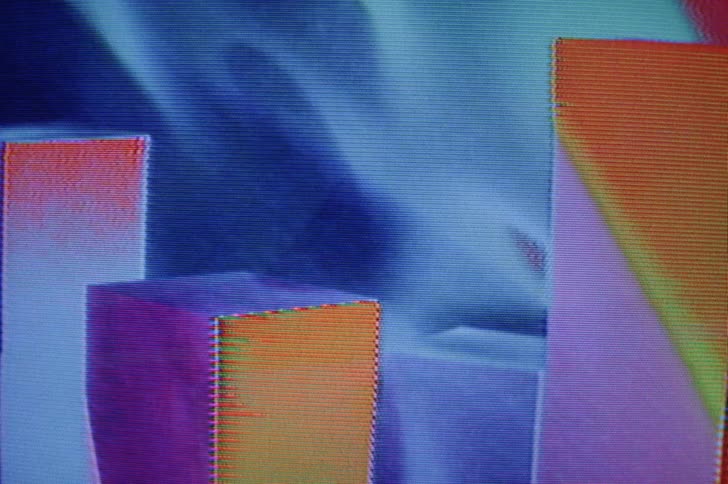 A view of a colorful strobe lights on a screen