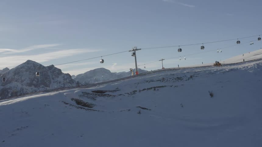 People are skiing on the slope
