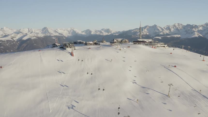 Aerial view of a rural landscape in winter is displayed
