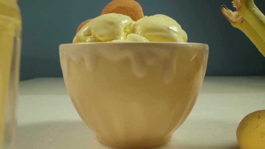 Ice cream and desserts are displayed on a table