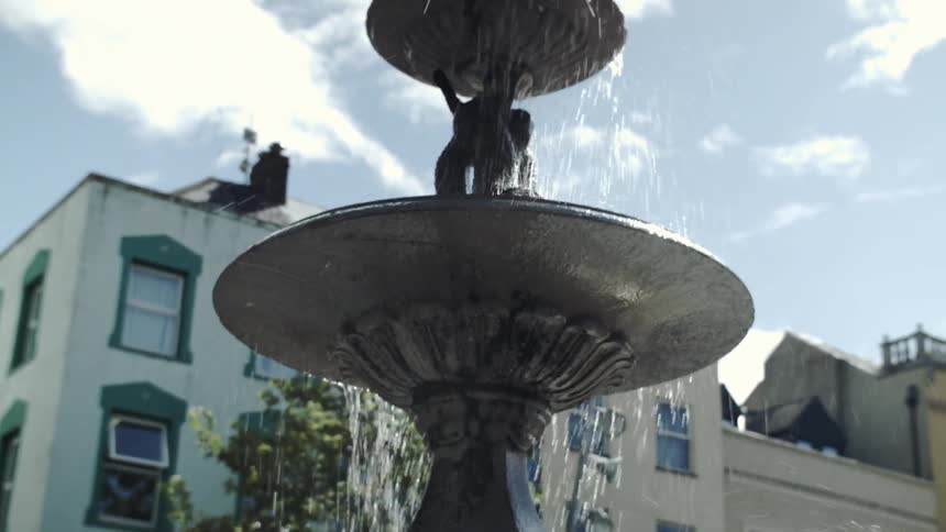 A fountain during the day