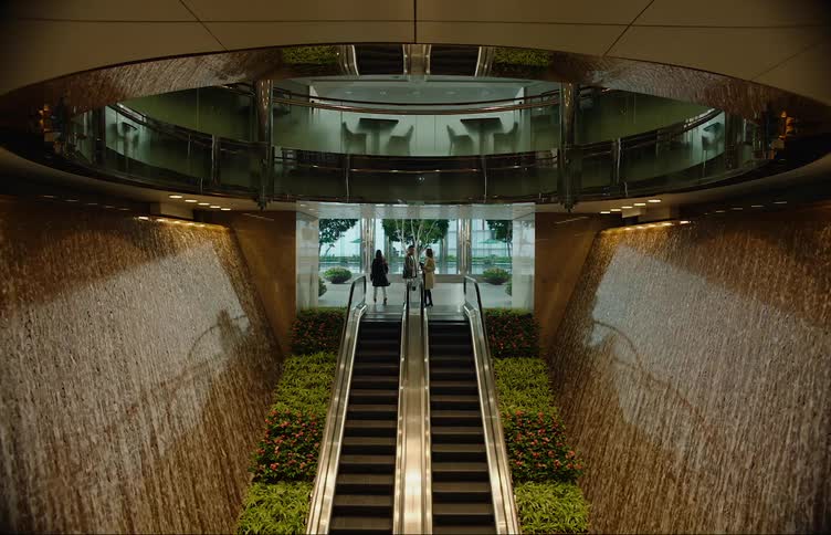 People travel on the escalator